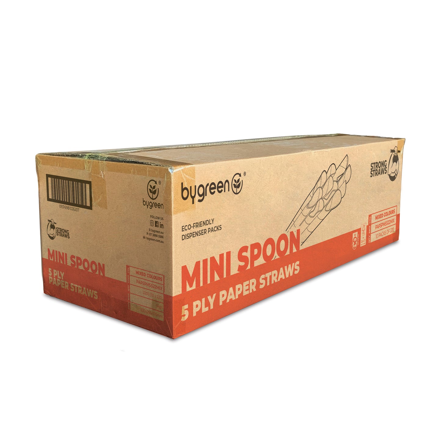 STRONG STRAWS - 5 PLY MINI SPOON PAPER STRAW - MIXED COLOURS