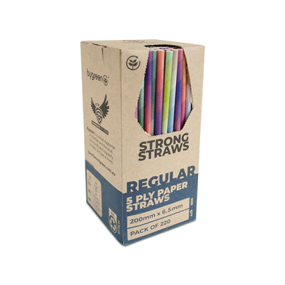 STRONG STRAWS - 5 PLY REGULAR PAPER STRAW - MIXED COLOURS