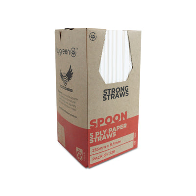 STRONG STRAWS - 5 PLY SPOON PAPER STRAW - WHITE