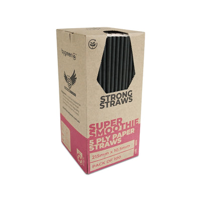 STRONG STRAWS - 5 PLY SUPER SMOOTHIE PAPER STRAW - BLACK