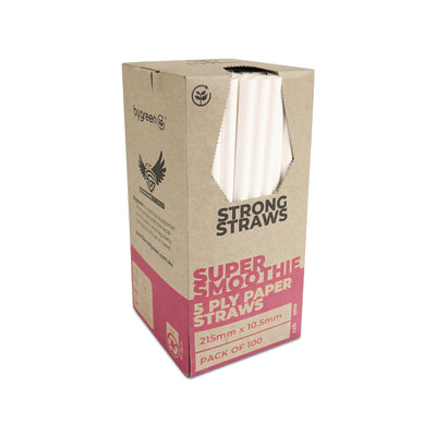 STRONG STRAWS - 5 PLY SUPER SMOOTHIE PAPER STRAW - WHITE