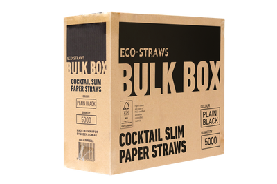 ECO STRAW - COCKTAIL SLIM - PAPER STRAW - BULK BOX - 3 PLY - BLACK