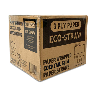 ECO STRAWS - COCKTAIL SLIM PAPER WRAPPED - 3 PLY - KRAFT (CTN 1000)