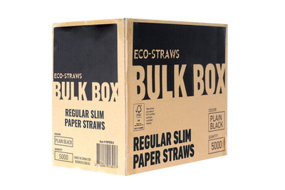ECO STRAWS - REGULAR SLIM - PAPER STRAW - BULK BOX - 3 PLY - BLACK