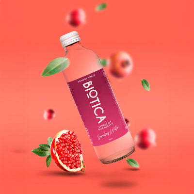 BIOTICA WATER - PROBIOTIC SPARKLING WATER - POMEGRANATE - GLASS BOTTLE 350ML (CTN 12)