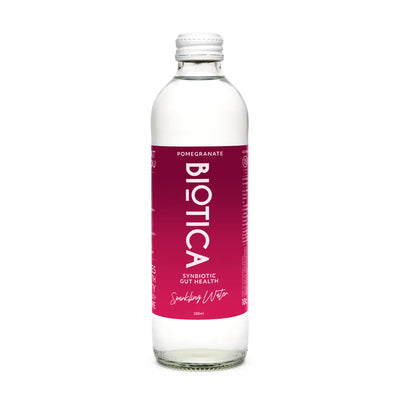 BIOTICA WATER - PROBIOTIC SPARKLING WATER - POMEGRANATE - GLASS BOTTLE 350ML (CTN 12)