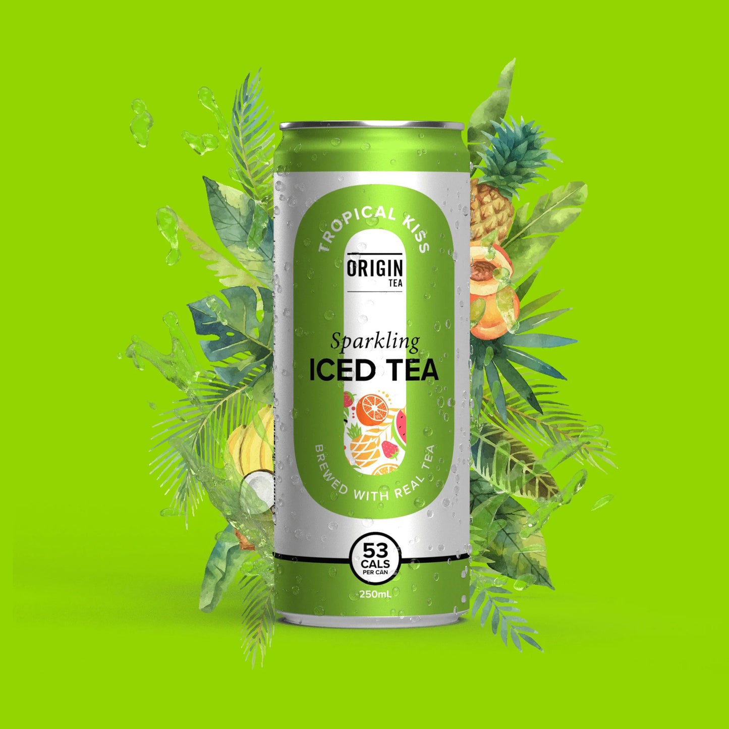 ORIGIN TEA - SPARKLING ICED TEA - TROPICAL KISS CAN 250ML (CTN 24)