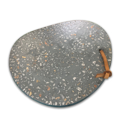ARGO - TERRAZZO SERVING BOARD - OVAL - 300X350X10 MM - BLUE