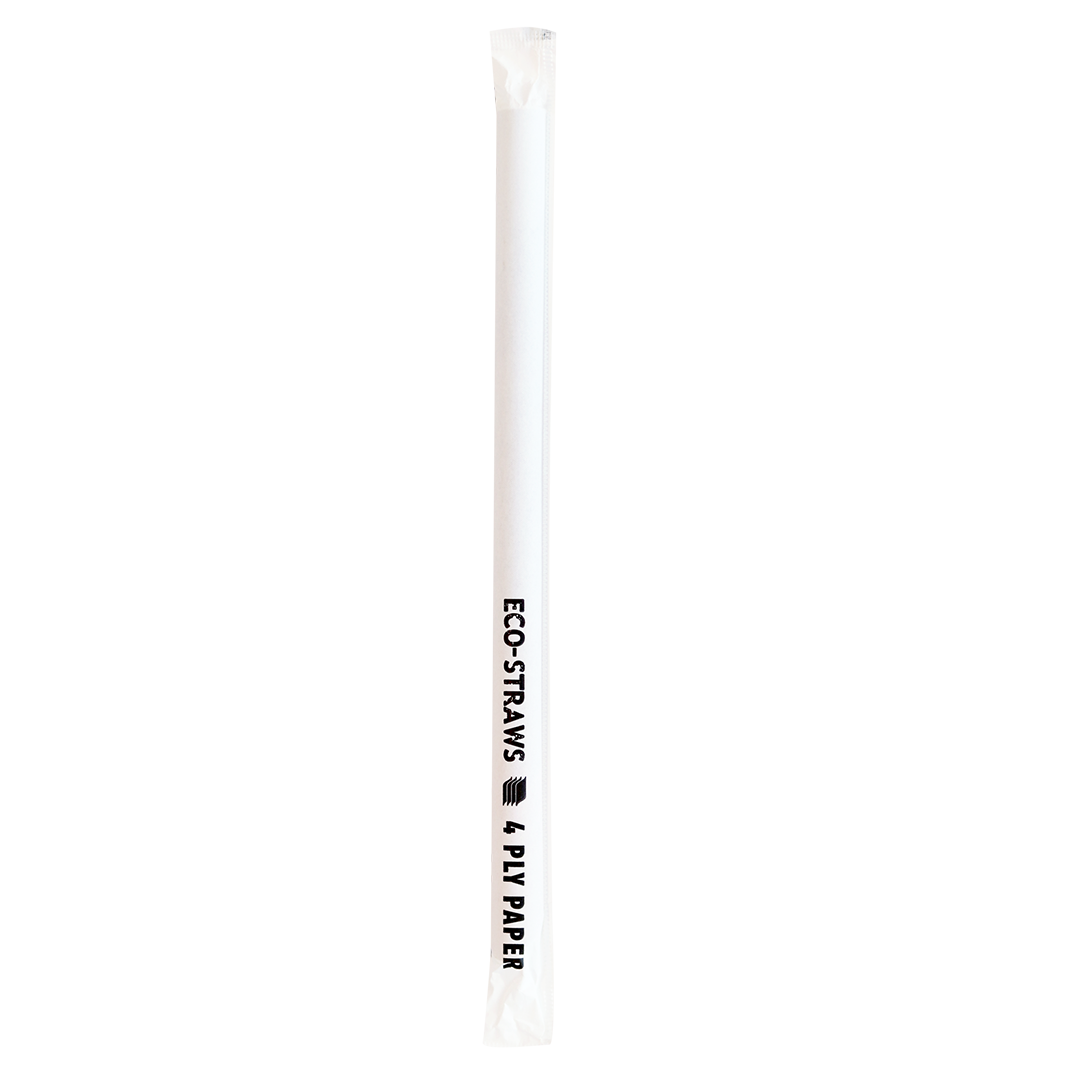 ECO-STRAW - 4 PLY SPOON PAPER STRAW - WRAPPED - WHITE