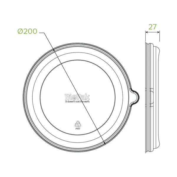 BOWL LID - BIOPAK PET CLEAR - 24-40OZ - CTN 400
