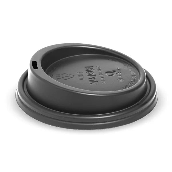 COFFEE CUP LID - PLA - BLACK - 90MM LARGE - 8/12/16oz