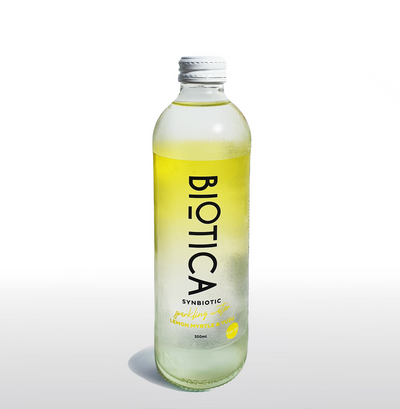 BIOTICA WATER - PROBIOTIC SPARKLING WATER - LEMON MYRTLE AND YUZU - GLASS BOTTLE 350ML (CTN 12)