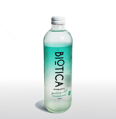 BIOTICA WATER - PROBIOTIC SPARKLING WATER - CUCUMBER MINT - GLASS BOTTLE 350ml (CTN 12)