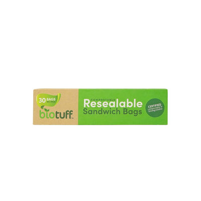 BIO TUFF - BIODEGRADABLE RESEALABLE SANDWICH ZIP LOCK BAGS