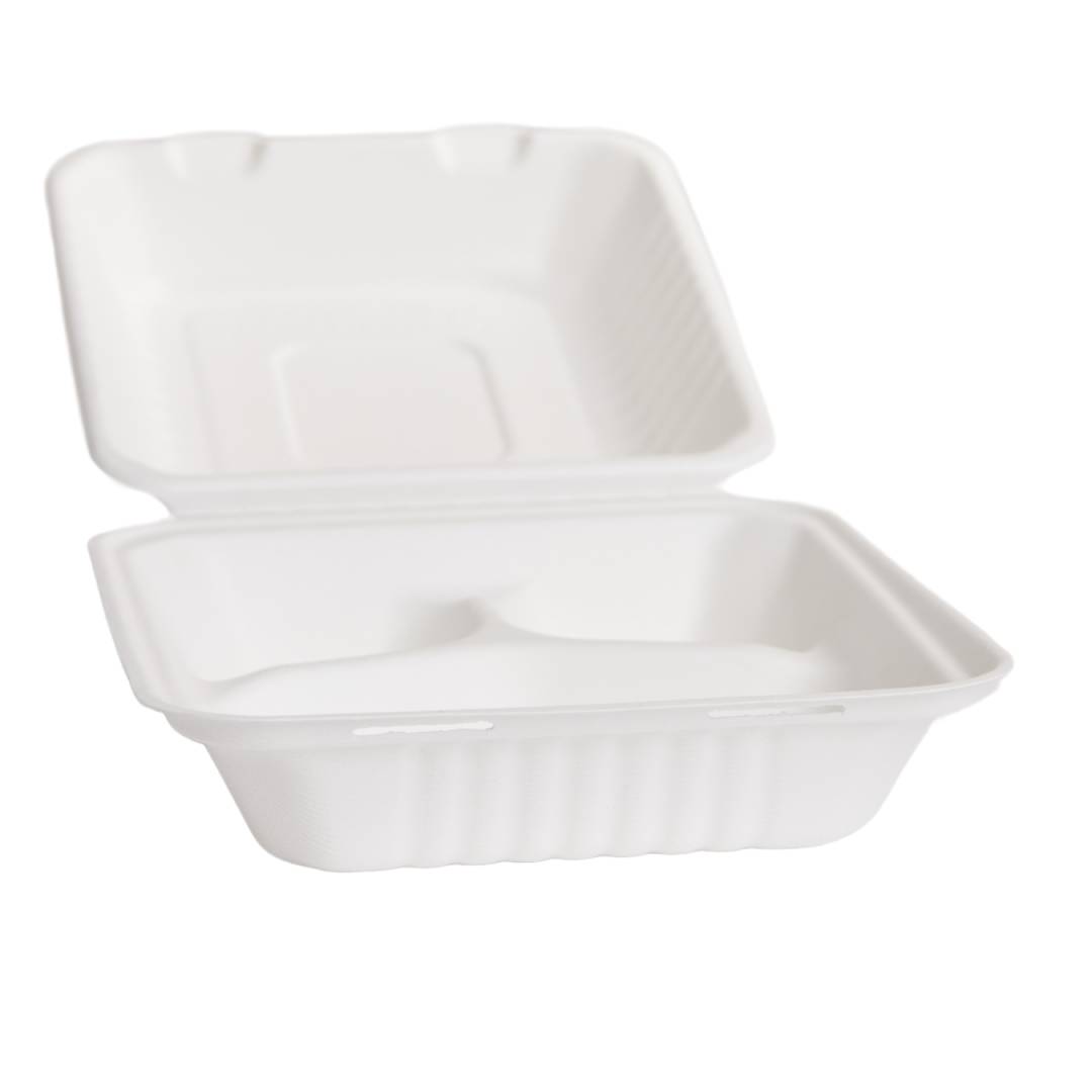 DINNER BOX - HI TOP - 3 COMPARTMENT - SUGAR CANE