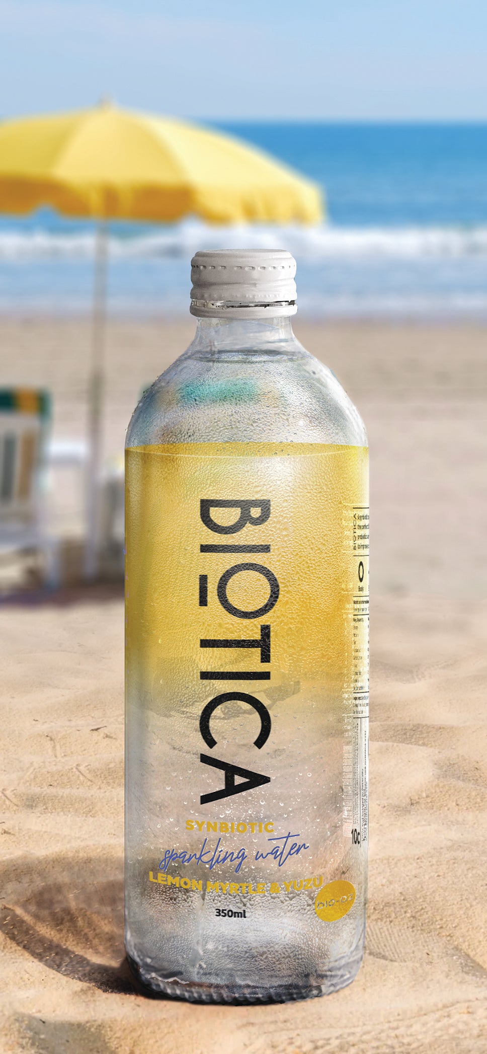 BIOTICA WATER - PROBIOTIC SPARKLING WATER - LEMON MYRTLE AND YUZU - GLASS BOTTLE 350ML (CTN 12)