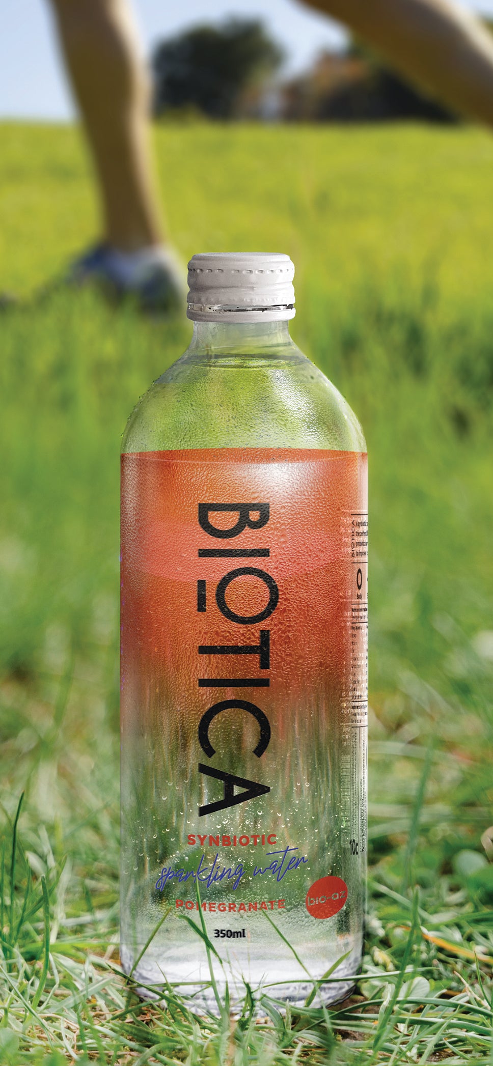 BIOTICA WATER - PROBIOTIC SPARKLING WATER - POMEGRANATE - GLASS BOTTLE 350ML (CTN 12)