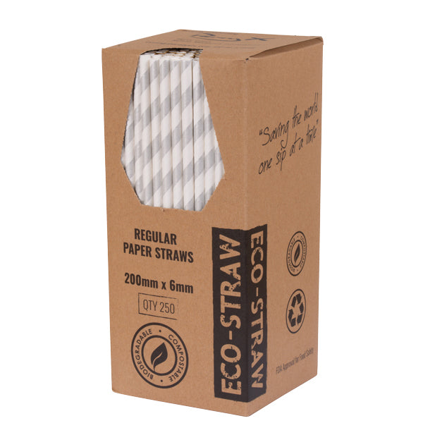 ECO-STRAW - REGULAR - PAPER STRAW - 3 PLY - SILVER STRIPE