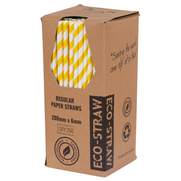 ECO-STRAW - REGULAR - PAPER STRAW - 3 PLY - YELLOW STRIPE