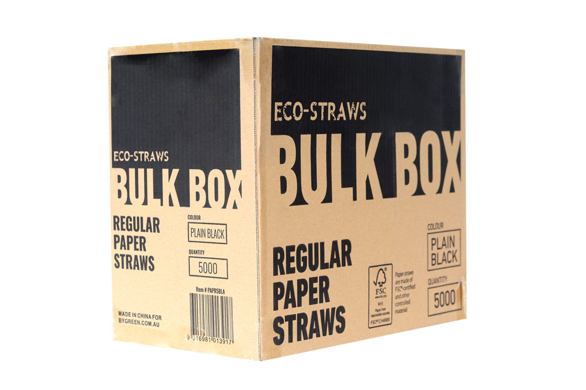 ECO-STRAWS - REGULAR - PAPER STRAW - BULK BOX - 3 PLY - BLACK