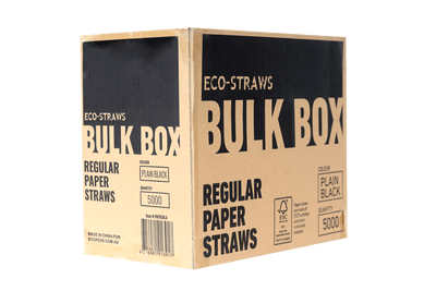 ECO-STRAWS - REGULAR - PAPER STRAW - BULK BOX - 3 PLY - BLACK