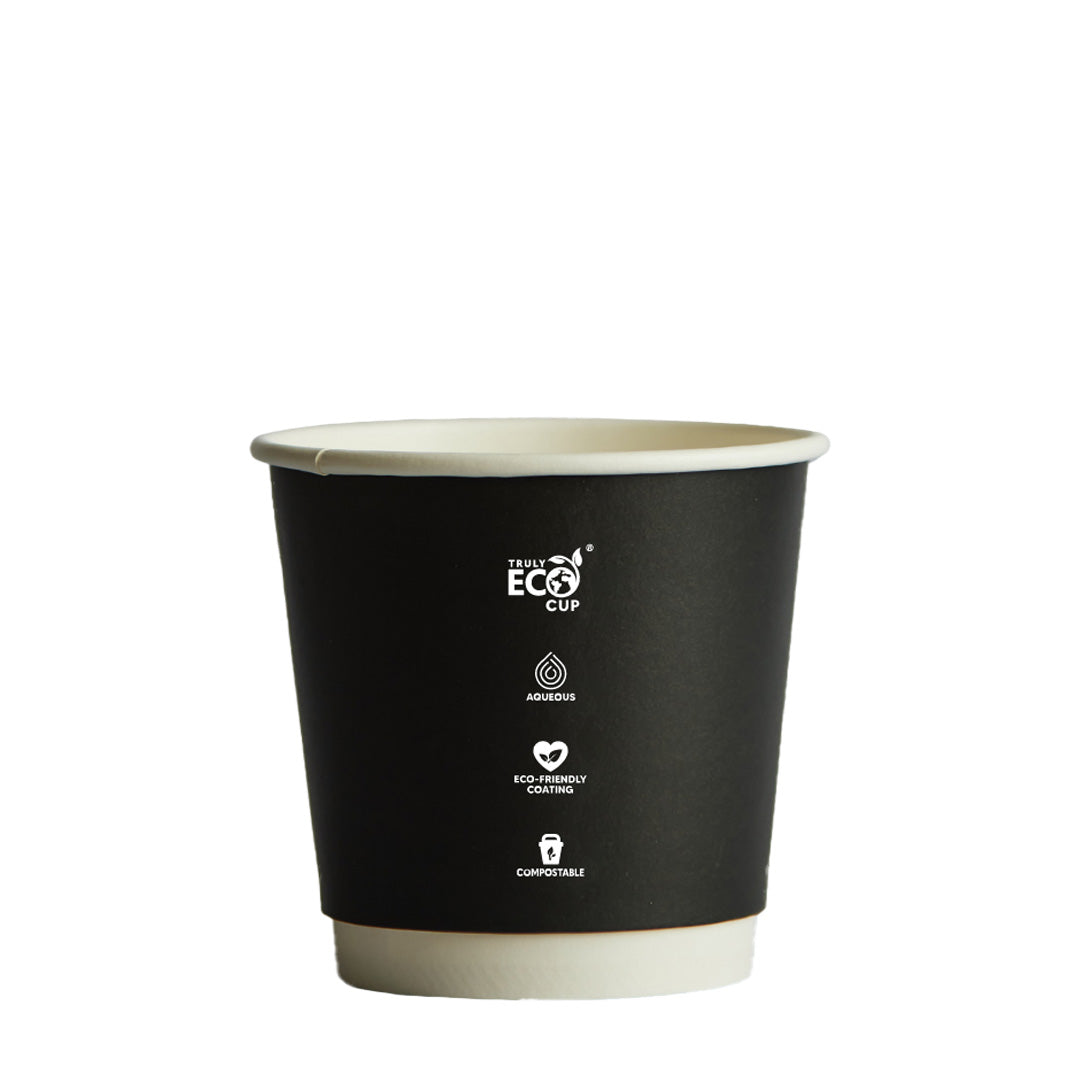 CUP - DOUBLE WALLED  - AQUEOUS - BLACK - 8oz / 240ml - 90mm Ø