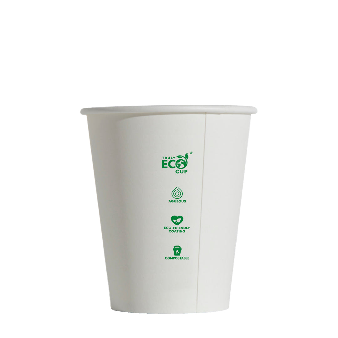 CUP - SINGLE WALLED - AQUEOUS - PLAIN WHITE - 10oz / 300ml - 80mm Ø