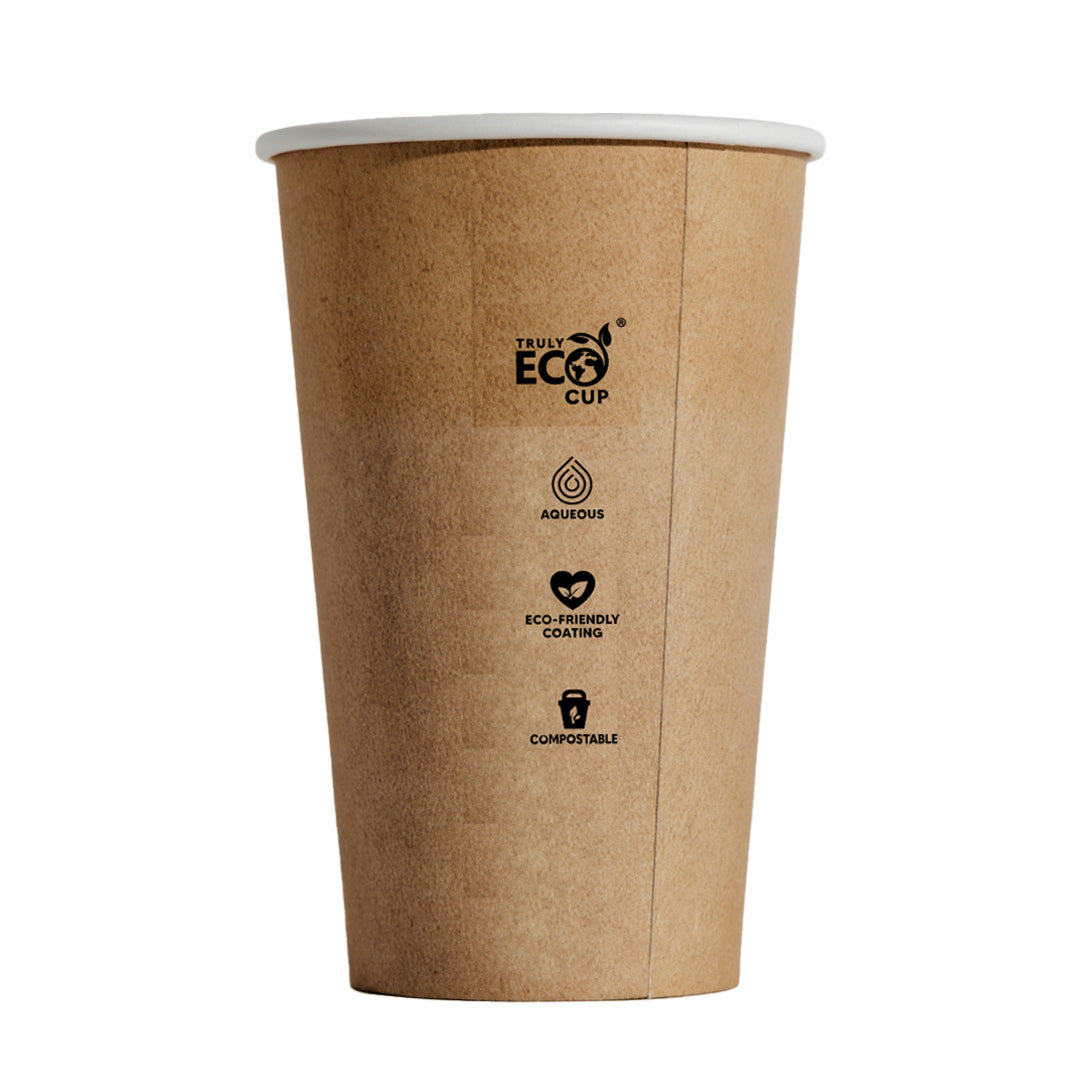 CUP - SINGLE WALLED - AQUEOUS - KRAFT BROWN - 16oz / 480ml - 90mm Ø